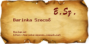 Barinka Szecső névjegykártya